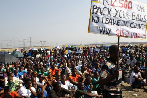 Striking Lonmin workers in South Africa