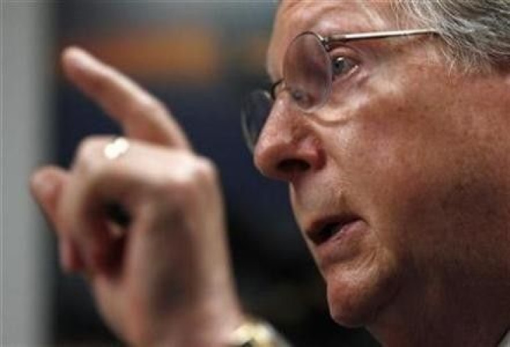 Senate Minority leader Mitch McConnell (R-KY) speaks during an interview with Reuters in Washington, August 2, 2010.  