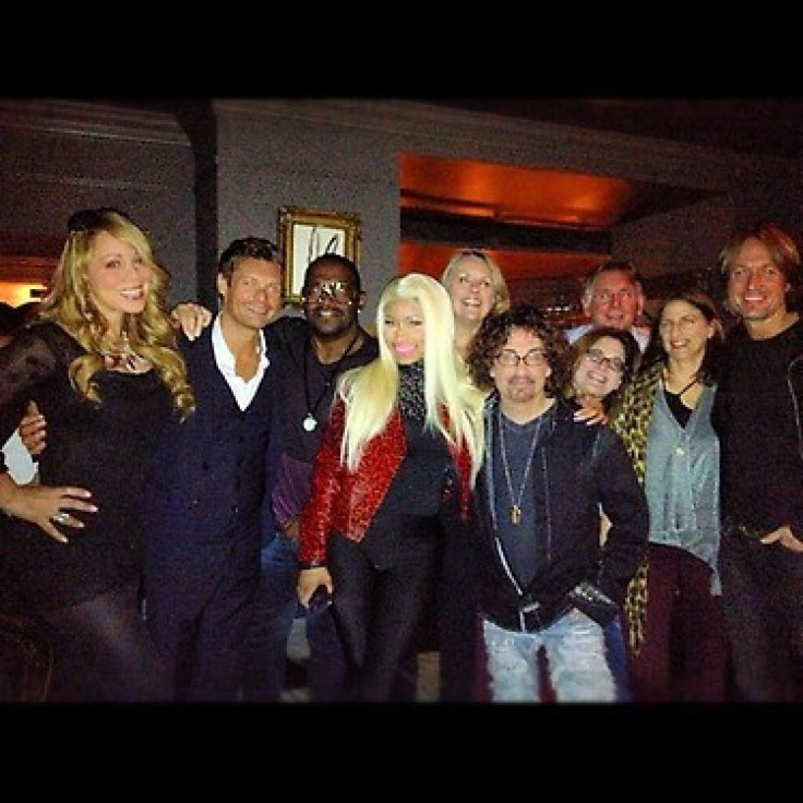 Mariah carey Nicki Minaj Randy Jackson Ryan seacrest ad others pose for a picture with the new &quot;American Idol&quot; judges