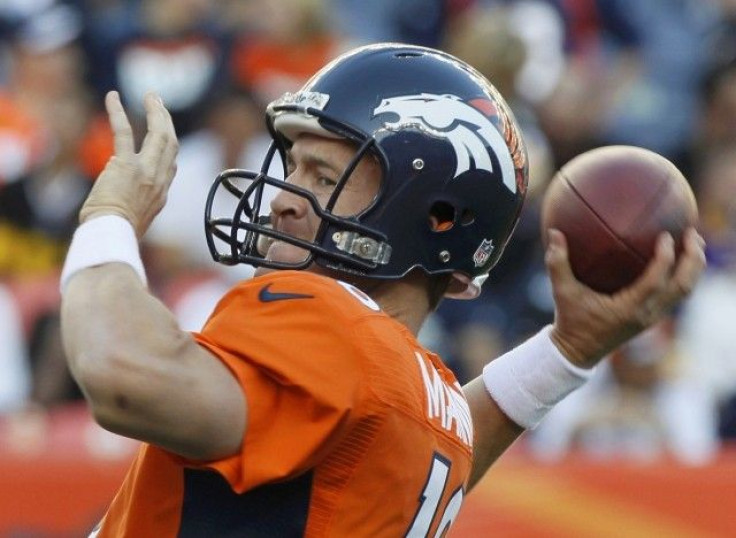 Peyton Manning had a 129.2 quarterback rating in his Denver Broncos debut.