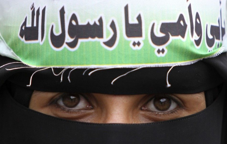 A female demonstrator at anti-U.S. protests in Sanaa, Yemen.