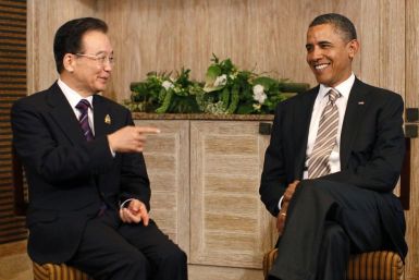 U.S. President Barack Obama meets with China's Premier Wen Jiabao on the sidelines of the East Asia Summit in Nusa Dua