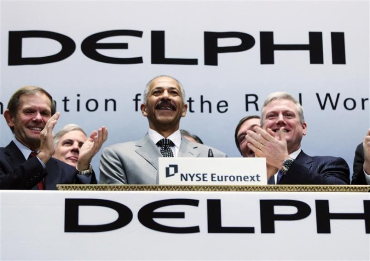 Rodney O&#039;Neal, Chief Executive Officer of Delphi Automotive LLP, smiles after ringing the opening bell at the New York Stock Exchange