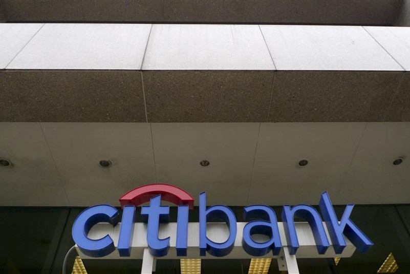 The Citibank logo is seen at branch in Washington