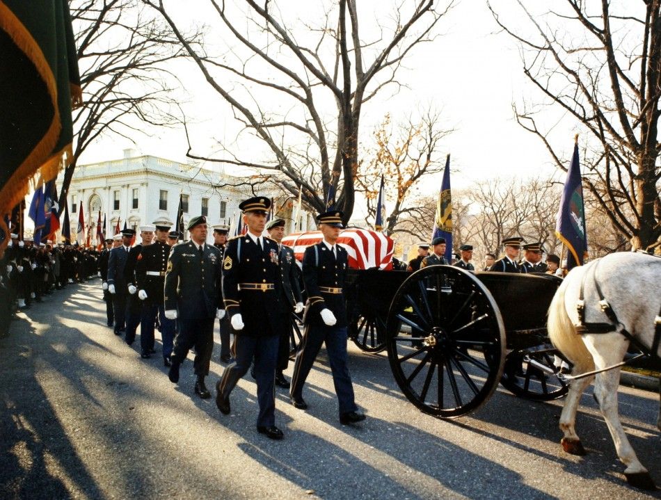 The cortege carrying the casket of President John F. Kennedy
