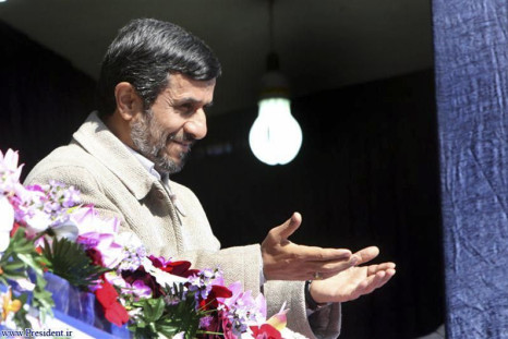 Iranian President Mahmoud Ahmadinejad gestures during his visit to speak in Shahrekord in Chahar Mahal and Bakhtiari province
