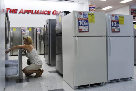 A woman shops for refrigerators at a store in New York