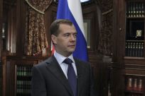 Russia&#039;s President Dmitry Medvedev makes a statement in Moscow