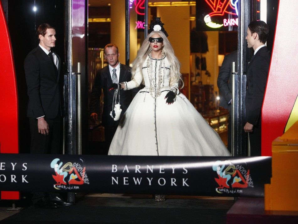 Singer Lady Gaga appears at a ribbon cutting ceremony of Gagas Workshop at luxury department store Barneys in New York