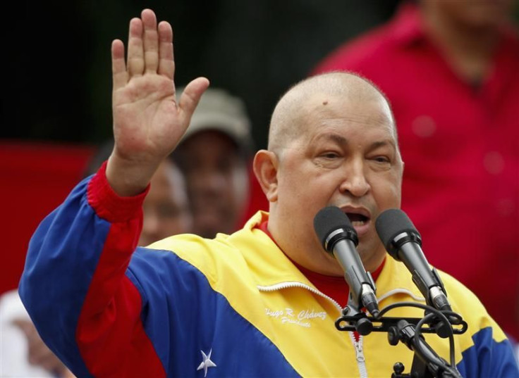 Venezuela's President Chavez speaks during a rally celebrating the university students' day in Caracas