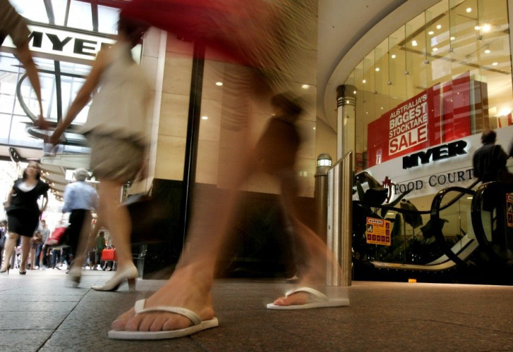Shoppers exit a major department store in central Sydney
