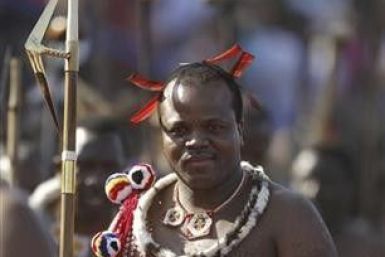 Swaziland&quot;s King Mswati III arrives for the annual Reed Dance at Ludzidzini in Swaziland