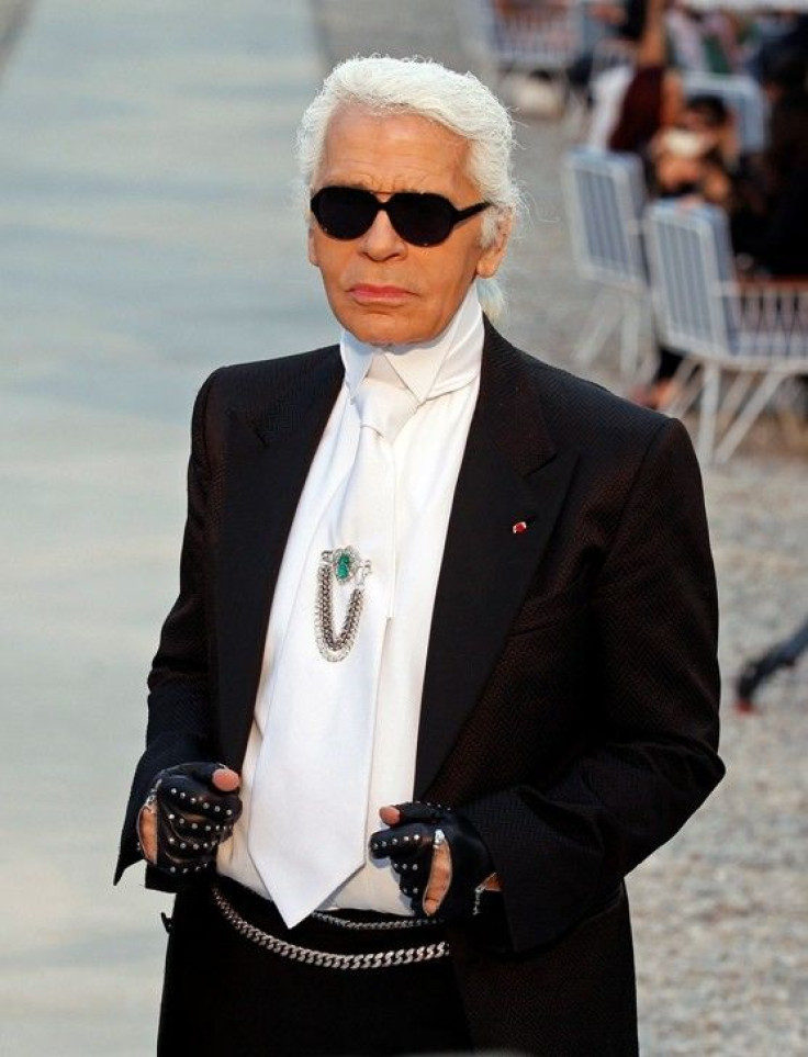 German designer Lagerfeld arrives for his 2011-2012 Cruise collection show for French fashion house Chanel at the Cap d'Antibes on the French Riviera 