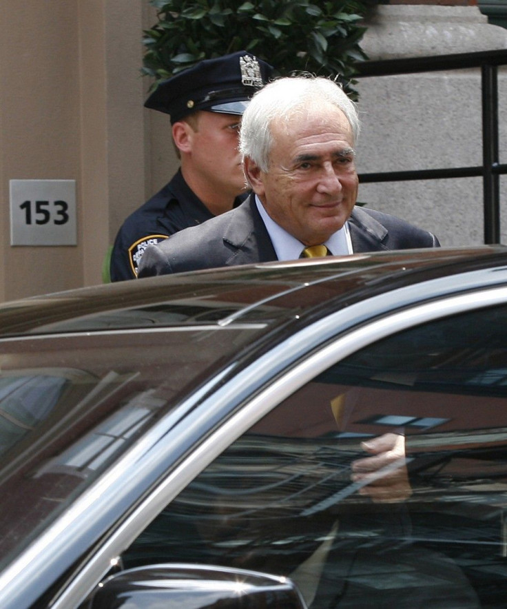 Dominique Strauss-Kahn leaving his temporary Manhattan residence