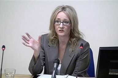 A still image from broadcast footage shows author JK Rowling speaking at the Leveson Inquiry at the High Court in central London November 24, 2011.