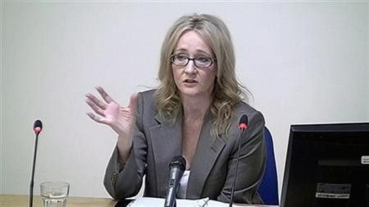 A still image from broadcast footage shows author JK Rowling speaking at the Leveson Inquiry at the High Court in central London November 24, 2011.