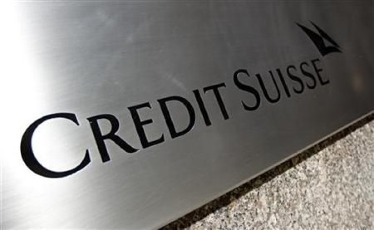 A sign of Swiss bank Credit Suisse is pictured outside its U.S. headquarters in New York City