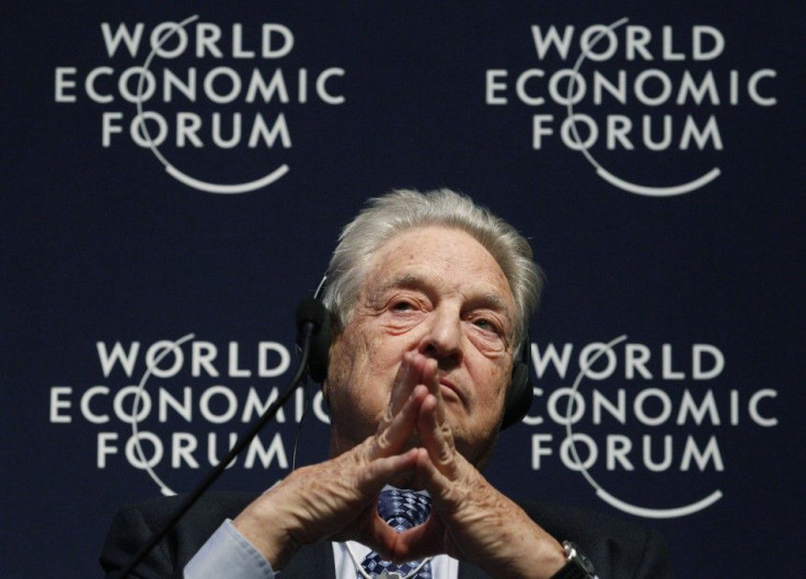 Soros Fund Management Chairman, Soros, attends a session at the World Economic Forum in Davos