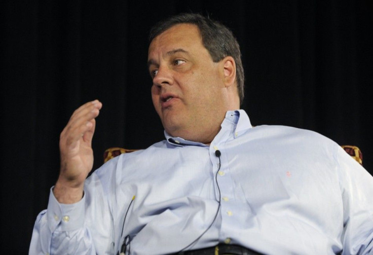 New Jersey Governor Christie speaks during interview by former NBC anchor Brokaw during the third day of the Allen and Company Sun Valley Conference in Sun Valley, Idaho