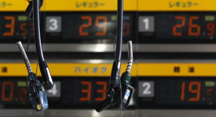 Pumps are seen at a gas station in Tokyo