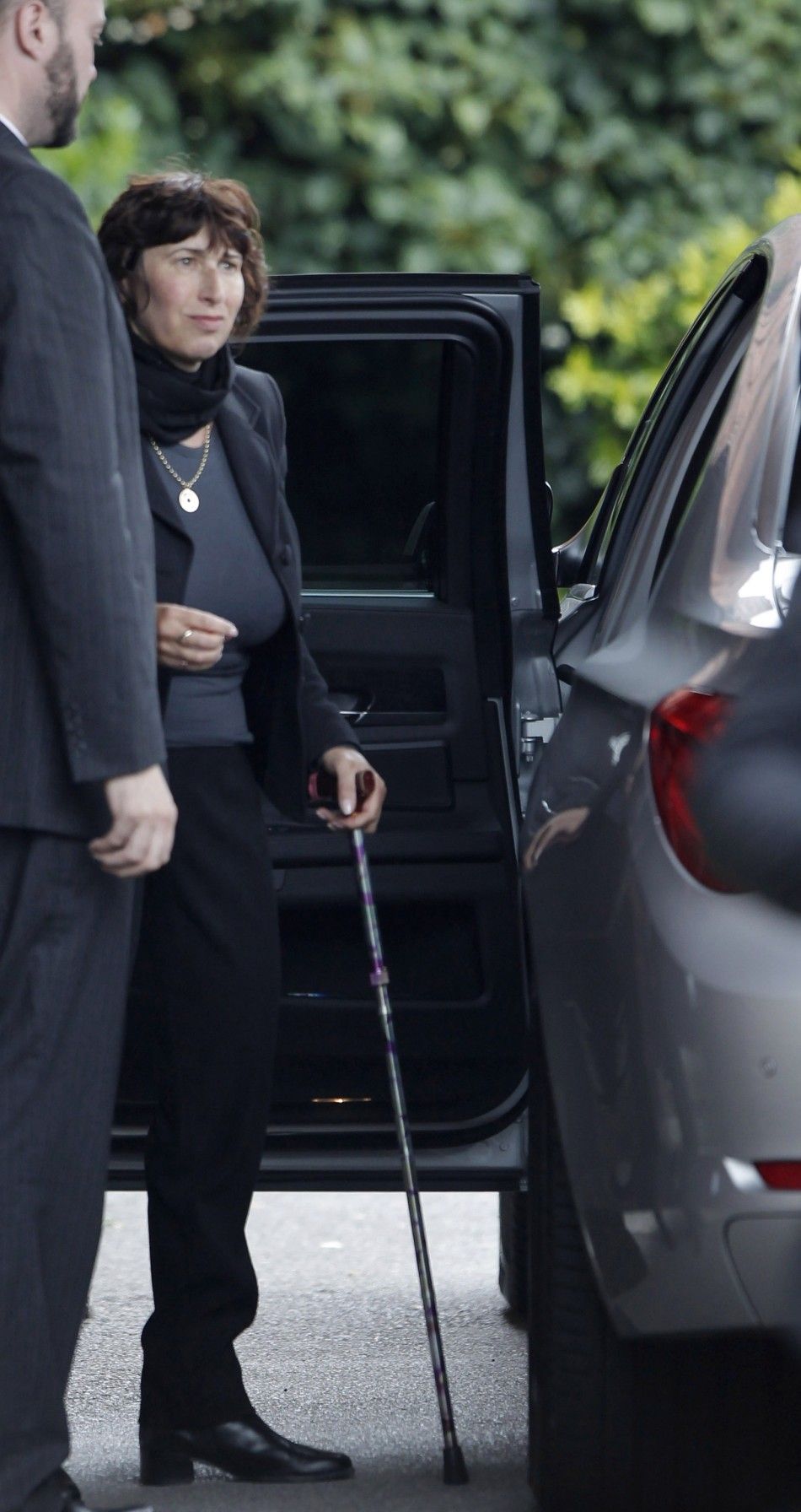 Janis Winehouse, the mother of deceased British singer Amy Winehouse, arrives at Golders Green Crematorium in London 