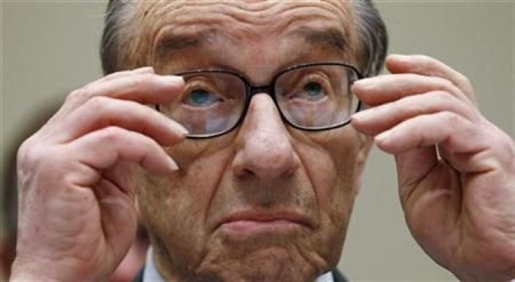 Greenspan listens to opening statements as he testifies before the Financial Crisis Inquiry Commission hearing on Capitol Hill