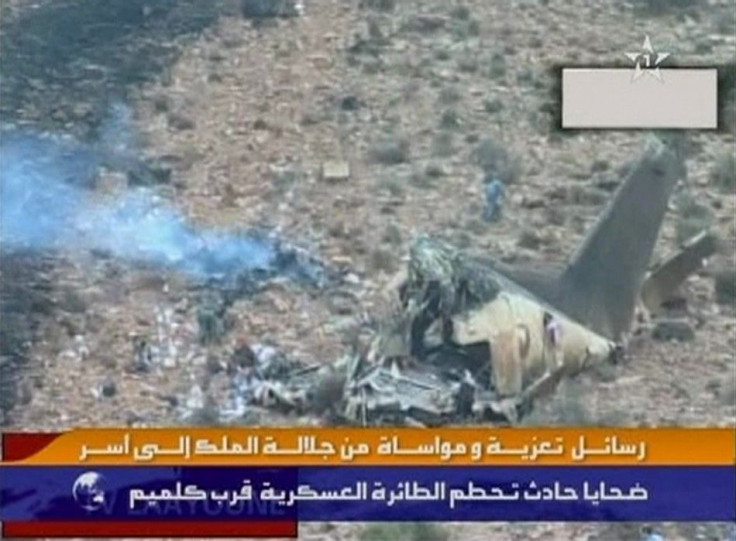 Still image from video shows smoke rising from the wreckage of a Hercules C-130 aircraft after it crashed while trying to land in Guelmim
