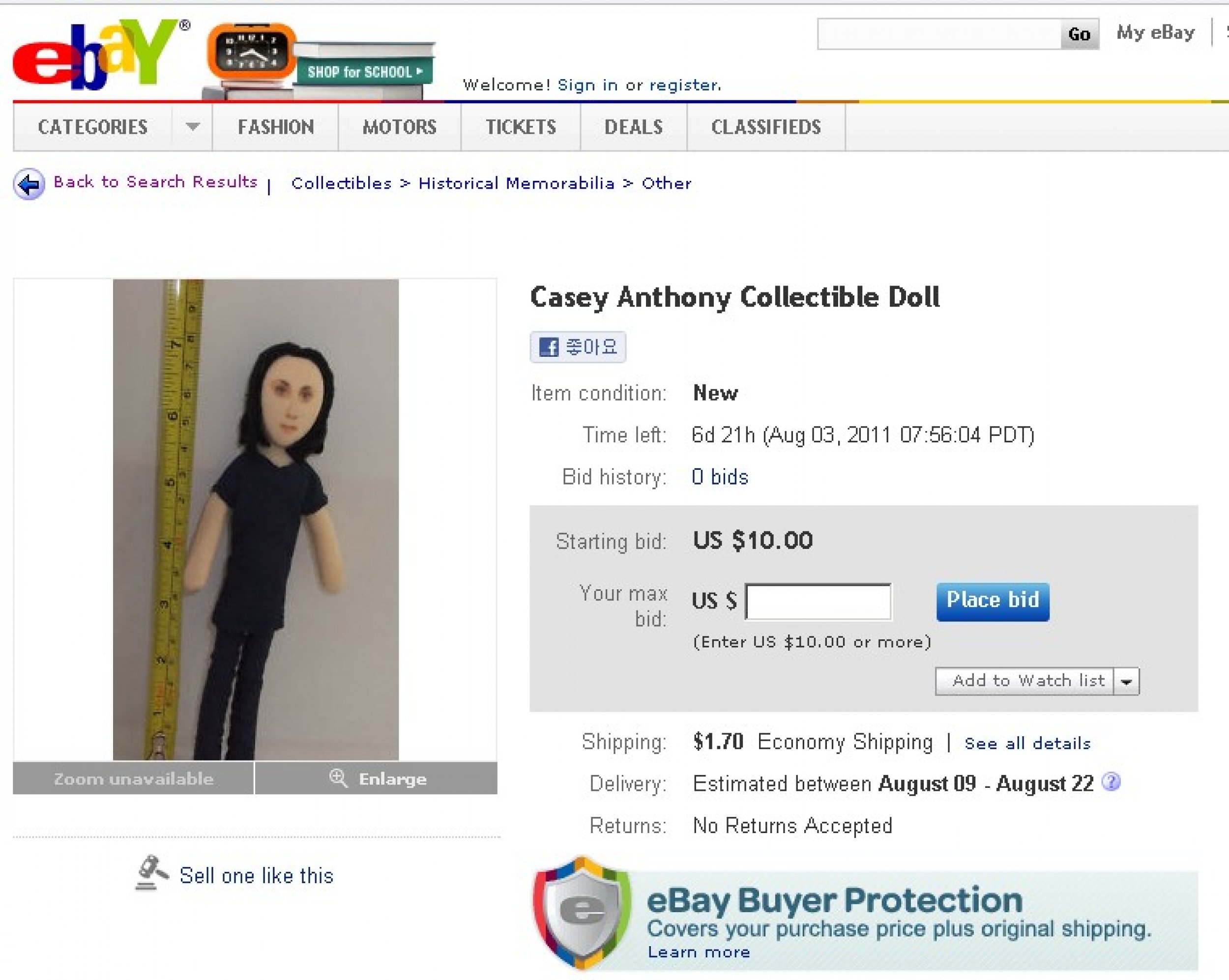 Casey Anthony Collectible Doll