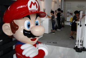 &quot;Mario&quot;, a character in Nintendo Co Ltd&#039;s &quot;Mario Bros&quot; video games, is seen at the company&#039;s showroom in Tokyo
