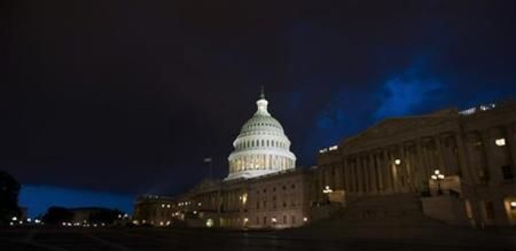 Storm clouds gather above the U.S. Capitol in Washington