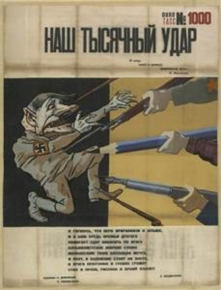 One of Chicago Museum&#039;s unearthed Soviet posters is seen in this image released to Reuters