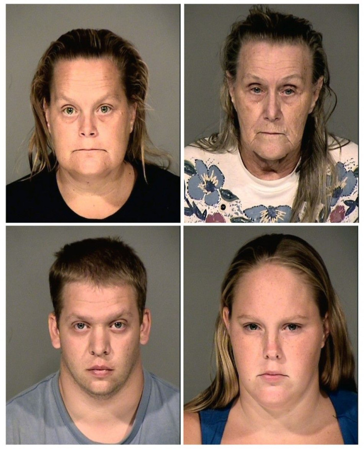 Four adult relatives of 10 year old Ame Deal, who was found suffocated in a storage bin in Arizona July 12, 2011, are shown in this combination of their police booking mugs