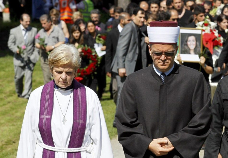 Tronvik and Kobilica lead the funeral ceremony of Rashid at Nesodden church near Oslo