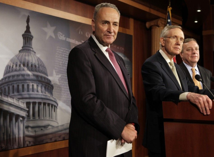 Senate Majority Leader Harry Reid speaks at a news conference in Washington