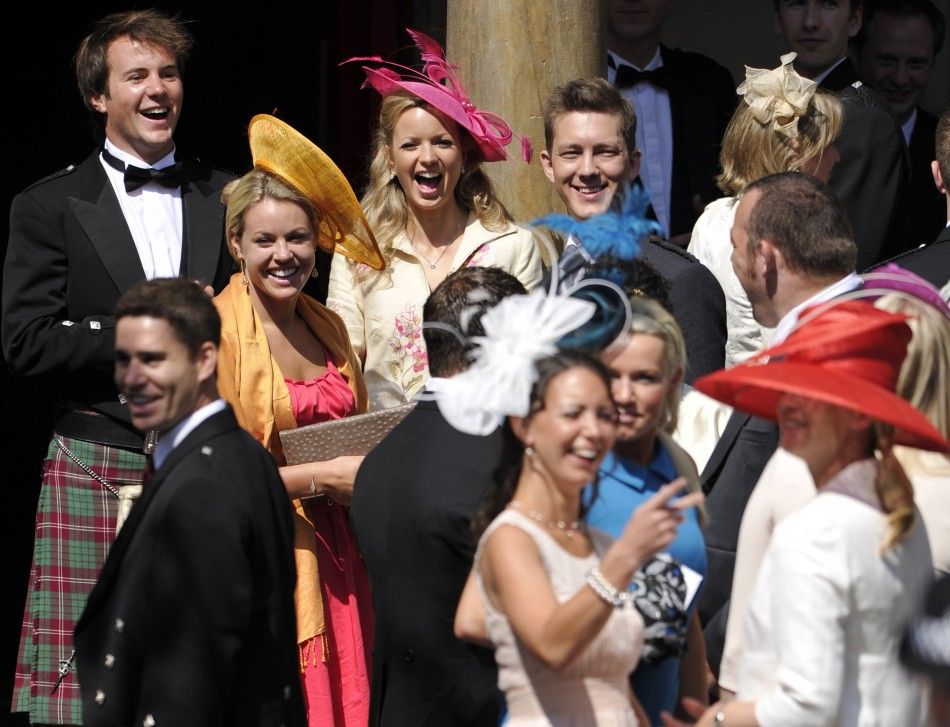 Guests arrive for the wedding between Britains Zara Phillips
