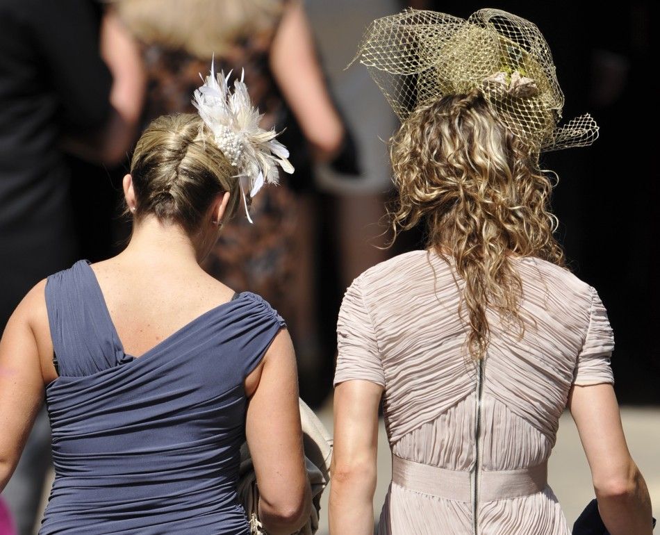 Guests arrrive for the wedding between Britains Zara Phillips