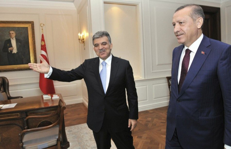 urkey's President Gul receives Prime Minister Erdogan at the Presidential Palace of Cankaya in Ankara