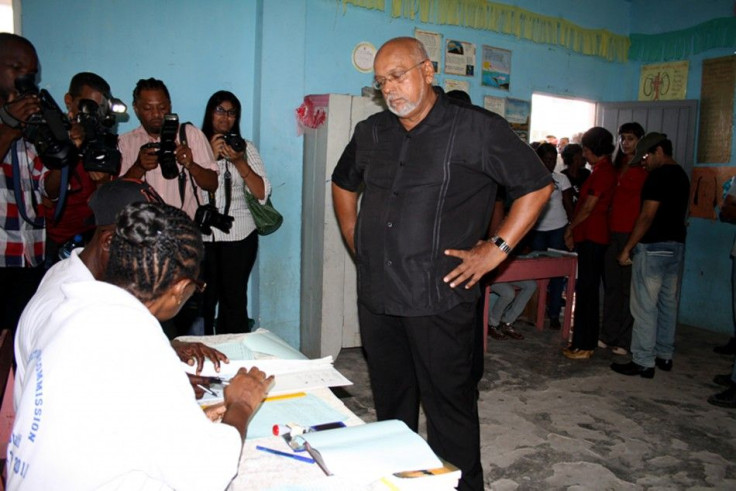 Ramotar, Presidential Candidate of incumbent People&#039;s Progressive Party/Civic (PPP/C), arrives at a polling station in Georgetown