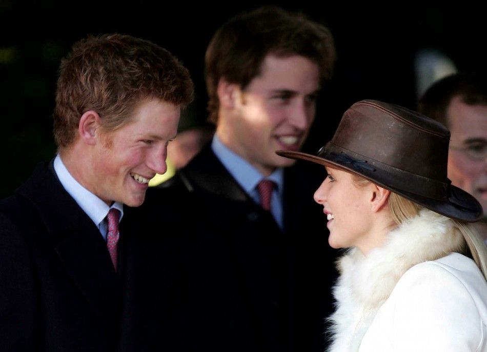 Britains Princes Harry L and William C and Zara Phillips R arrive at St Mary Magdalenes church for the Royal Familys Christmas Day service on the Sandringham estate in Norfolk, December 25, 2004.