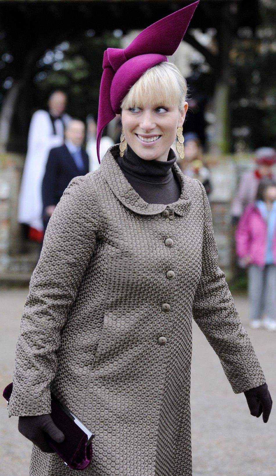 Britains Zara Phillips leaves Sandringham church following the annual Christmas Day church service at Sandringham Estate in Norfolk, east England