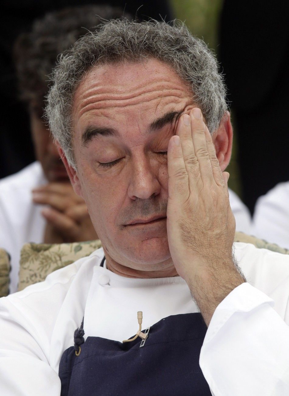 Ferran Adria, chef and co-owner of El Bulli restaurant, is seen during a news conference outside the restaurant in Cala Montjoi, near Roses .