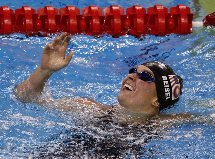 Beisel of U.S. reacts after winning women&#039;s 400m individual medley final at 14th FINA World Championships in Shanghai