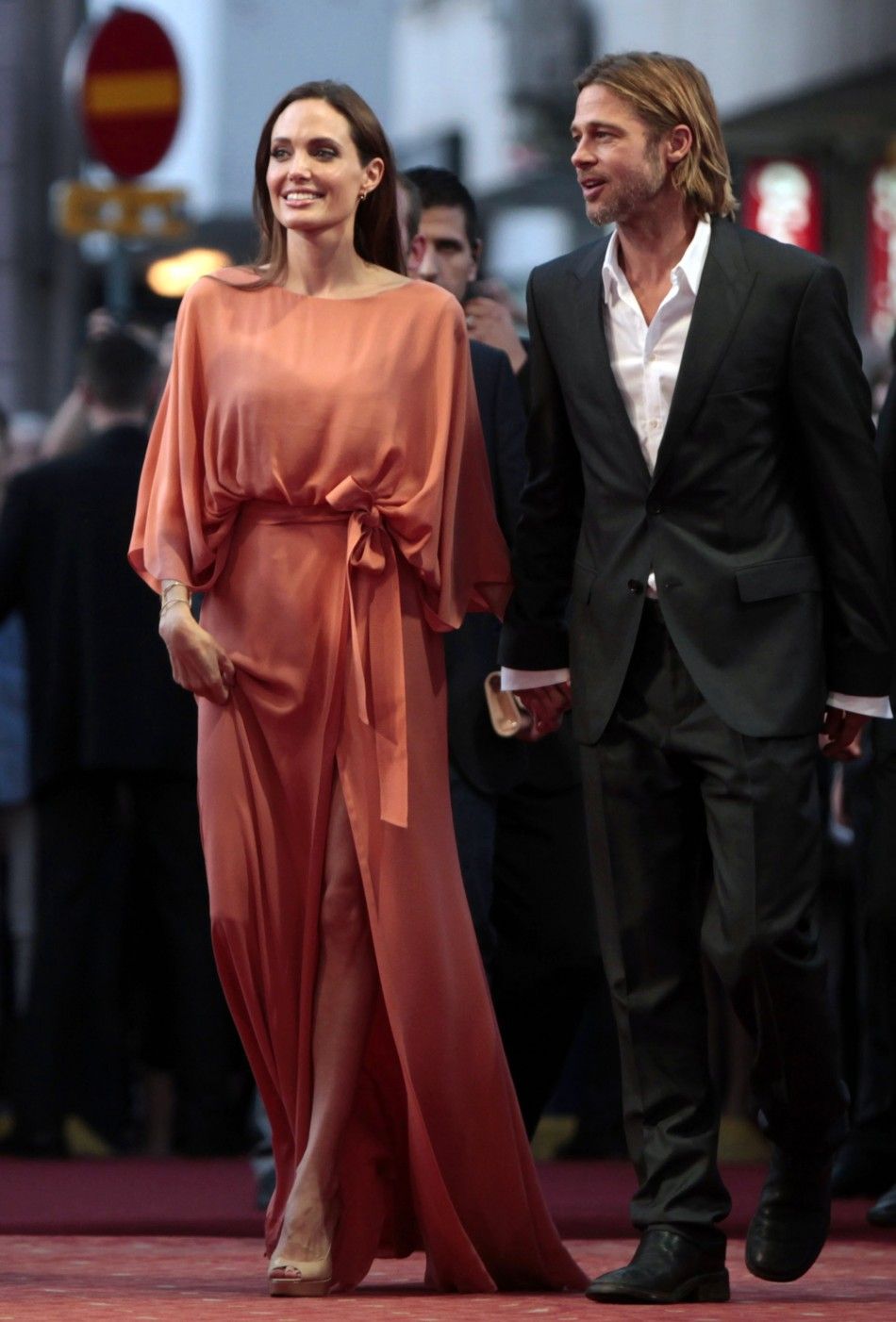 Angelina Jolie and Brad Pitt arrive on the red carpet on the final night of the 17th Sarajevo Film Festival