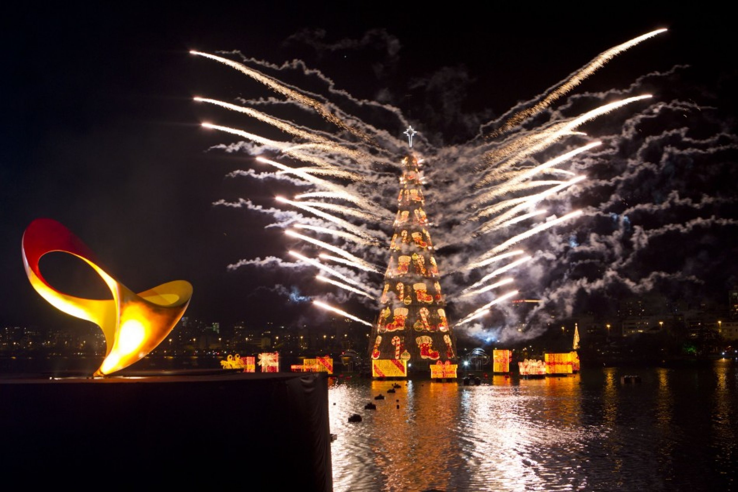 Worlds Largest Floating Christmas Tree Unveiled in Brazil