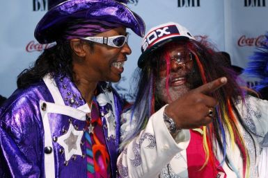 George Clinton, winner of the 2009 BMI Urban Icon award, stands with Bootsy Collins, at the BMI Urban Music Awards, in New York