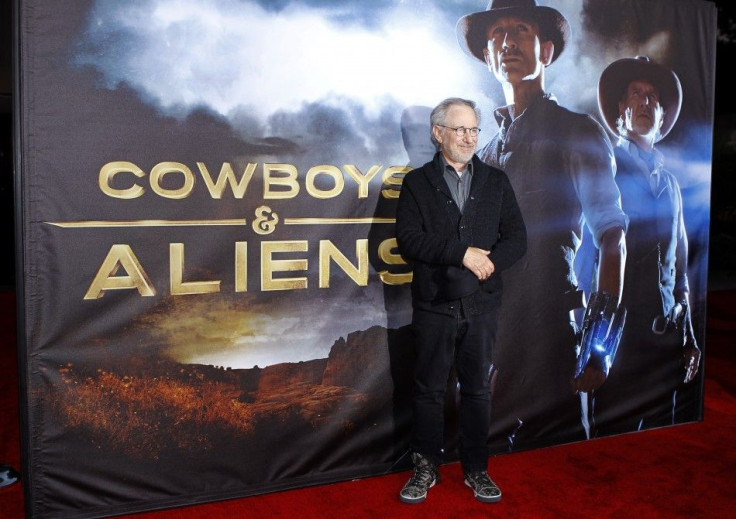 Executive producer Steven Spielberg arrives for the world premiere &quot;Cowboys & Aliens&quot; in California