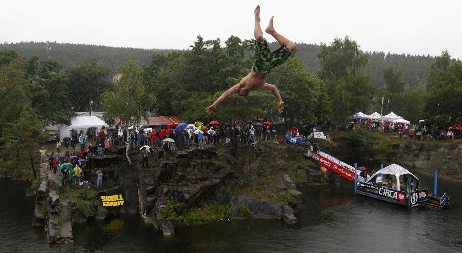 Divers Give a Daring Shot at Cliff-Diving Competition in Czech Republic