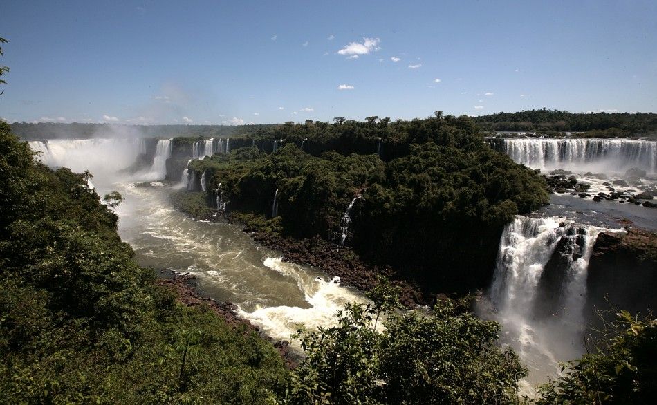 A view of the Iguazu falls in the southern Brazilian city of Foz do Iguazu.