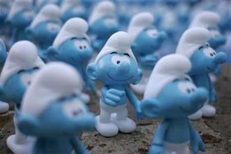 Smurfs figurines are displayed on a fountain during a photocall for the film &#039;&#039;The Smurfs&#039;&#039; in Cancun
