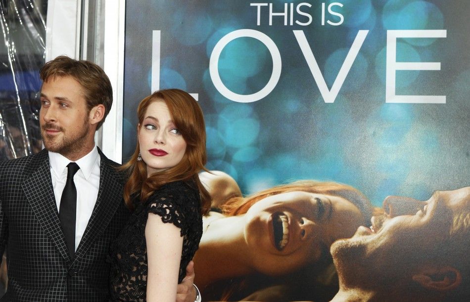 Cast members Ryan Gosling L and Emma Stone arrive for the premiere of their film 039Crazy, Stupid, Love039 in New York